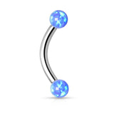 Opal Surgical Steel Internal Threaded Curved Eyebrow Barbell