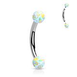 Opal Surgical Steel Internal Threaded Curved Eyebrow Barbell