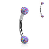 Opal Surgical Steel Internal Threaded Curved Eyebrow Barbell