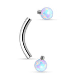 Opal Surgical Steel Internal Threaded Curved Eyebrow Barbell