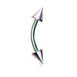 14 Gauge Titanium Spike Curved Barbell Eyebrow Rings