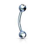 Double Press Fit CZ Titanium Spike Curved Barbell Eyebrow Rings 16GA