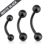 Matte Black IP Curved Barbell Eyebrow Rings 16G