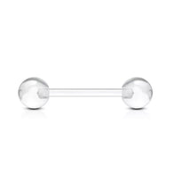 Pair Of Clear Acrylic Bioflex Barbell Nipple Tongue Ring Industrial Retainers