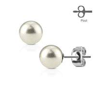 Pair of White Pearl Set 316L Surgical Steel Post Ear Stud Earring