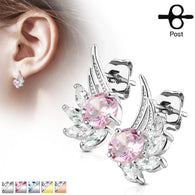 Pair of CZ Angel Wing Surgical Steel Post Earring Studs