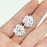 Pair of Double Tiered CZ Cluster Post Earring Studs