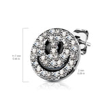 Pair of Double Paved Smiley Face Post Earring Studs