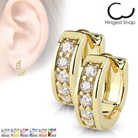 Pair of Channel Set CZ Half Circle Hoop Earring Studs