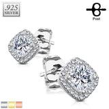Pair of .925 Sterling Sliver Paved Square Cushion CZ Post Earring Studs