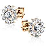 Pair of .925 Sterling Silver Double Tiered Flower CZ Post Earring Studs