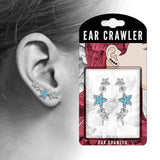 Pair of CZ Paved Stars Ear Crawler Ear Climber Earrings