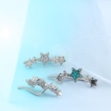 Pair of CZ Paved Stars Ear Crawler Ear Climber Earrings