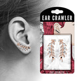 Pair of Marquise Cut CZ Leaf Ear Crawler Ear Climber Earrings