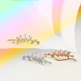 Pair of Marquise Cut CZ Leaf Ear Crawler Ear Climber Earrings