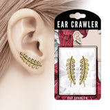 Pair of CZ Paved Olive Leaf Ear Crawler Ear Climber Earrings