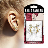 Pair of CZ Cluster Vine Ear Crawler Ear Climber Earrings