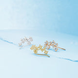 Pair of CZ Cluster Vine Ear Crawler Ear Climber Earrings