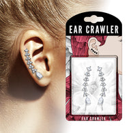 Pair of Pear CZ Ear Crawler Ear Climber Earrings