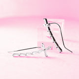 Pair of Princess Cut CZ Cross Ear Crawler Ear Climber Earrings