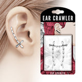 Pair of Princess Cut CZ Cross Ear Crawler Ear Climber Earrings