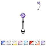 CZ Prong Set 316L Surgical Steel Curved Barbells Eyebrow Rings