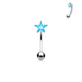 CZ Prong Set Star 316L Surgical Steel Curved Barbells Eyebrow Rings