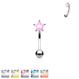 CZ Prong Set Star 316L Surgical Steel Curved Barbells Eyebrow Rings