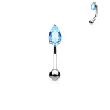 CZ Tear Drop Surgical Steel Curved Barbells Eyebrow Rings