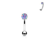 Opal Prong Set Top 316L Surgical Steel Curved Barbell Eyebrow Ring