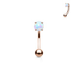 Opal Prong Set Top 316L Surgical Steel Curved Barbell Eyebrow Ring