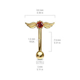 Crystal With Angel Wings Top Eyebrow Ring Curved Barbells Rook Snug