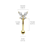 Prong Set CZ  Butterfly Top Eyebrow Ring Curved Barbells Rook Snug