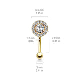 Paved CZ Prong Set CZ Center Top Eyebrow Ring Curved Barbells Rook Snug
