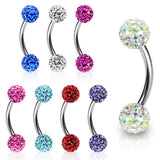 Multi CZ Ferido Balls 316L Surgical Steel Curve Barbell Eyebrow Rings