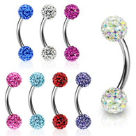 Multi CZ Ferido Balls 316L Surgical Steel Curve Barbell Eyebrow Rings