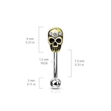 CZ Skull Head Curve Barbells Eyebrow Ring Rook Snug Piercing