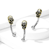 CZ Skull Head Curve Barbells Eyebrow Ring Rook Snug Piercing
