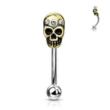 CZ Skull Head Curve Barbells Eyebrow Ring Rook Snug Piercing