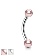 Pearl Coated 4mm Balls 316L Surgical Steel Eyebrow Ring