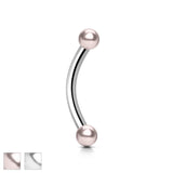 Pearl Coated 3mm Balls 316L Surgical Steel Eyebrow Ring