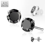 Pair .925 Sterling Silver Prong set CZ Martini Stud Earrings