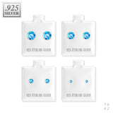 Pair .925 Sterling Silver Prong set CZ Martini Stud Earrings