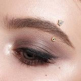 14K Solid Gold Heart CZ Curve Barbell Eyebrow Ring