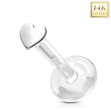 14K Solid Gold Heart Bio Flex Shaft Labret Monroe Cartilage