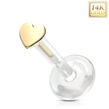 14K Solid Gold Heart Bio Flex Shaft Labret Monroe Cartilage