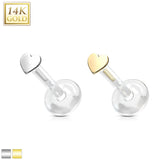 14K Solid Gold Heart Bio Flex Shaft Labret Monroe Cartilage