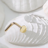14Kt. Solid Gold 3 mm Flat Disc Top L Bend Nose Stud Ring