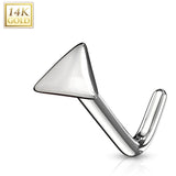 14Kt. Solid Gold Flat Triangle Top L Bend Nose Stud Ring