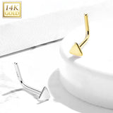 14Kt. Solid Gold Flat Triangle Top L Bend Nose Stud Ring